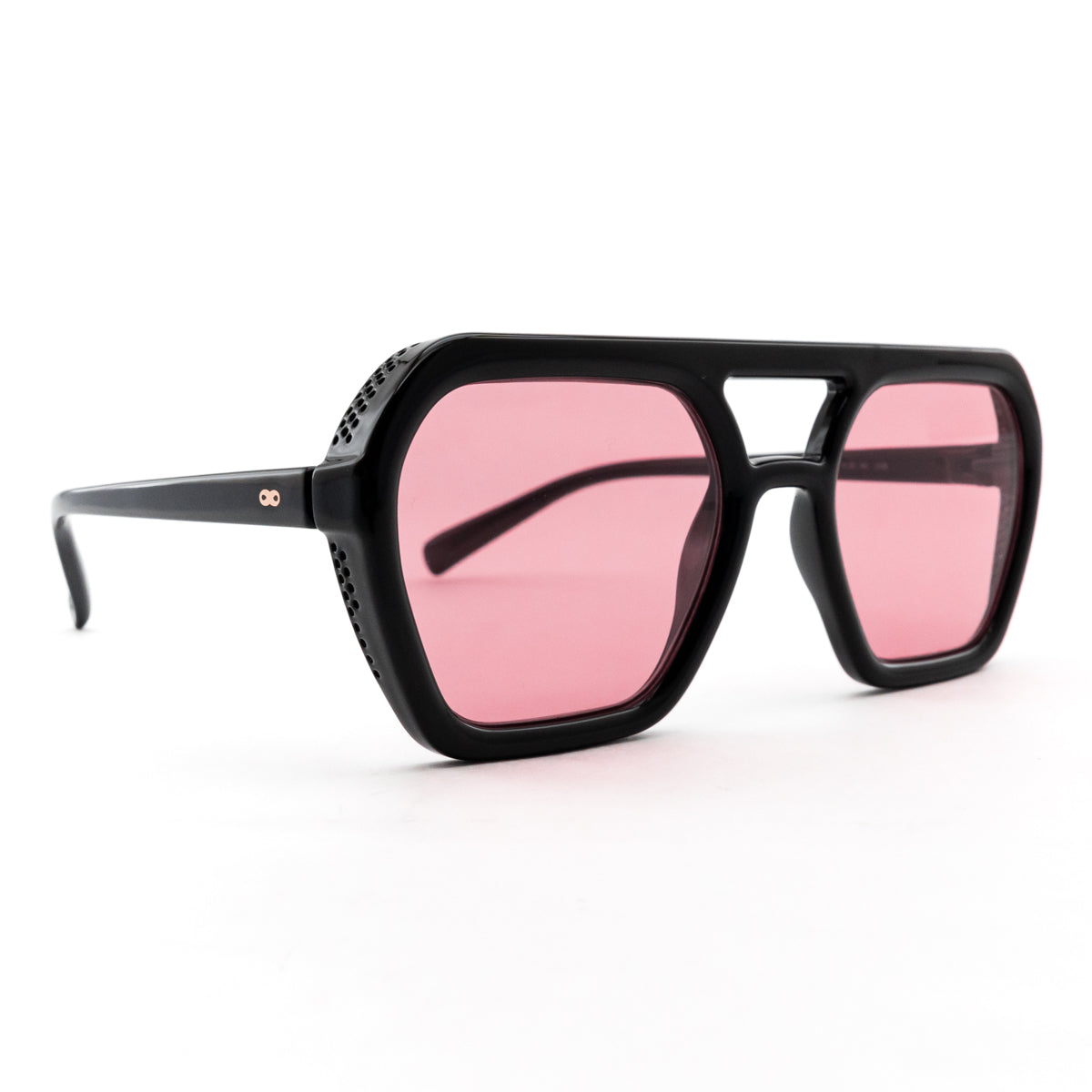 Óculos de Sol Lyon - Preto Brilhante - Lente Rosa