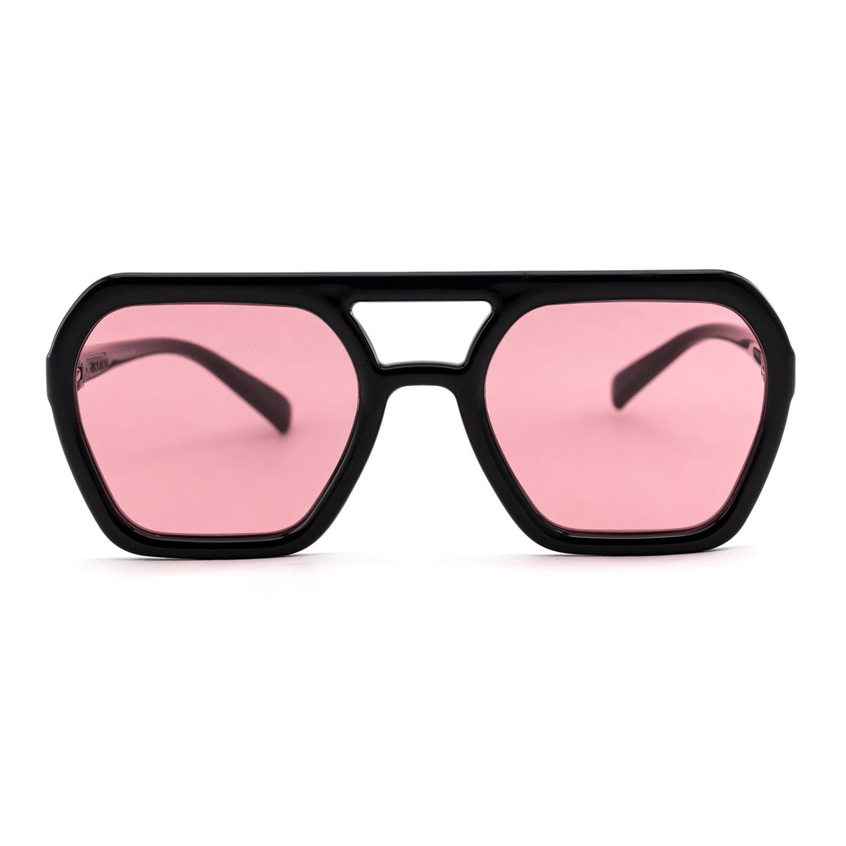 Óculos de Sol Lyon - Preto Brilhante - Lente Rosa