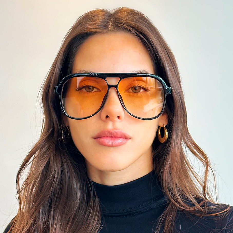 Óculos de sol triple Xxx - Preto Brilhante - lente degradada laranja