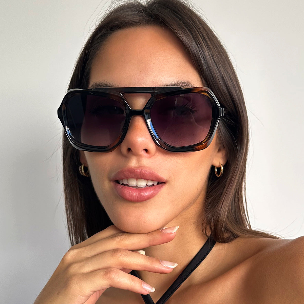 ÓCULOS DE SOL TIGER - Tartaruga - Lente Gradiente Cinza