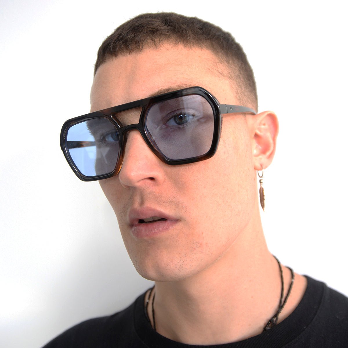 Óculos de sol Lyon - Tartaruga - Lente Retro Azul