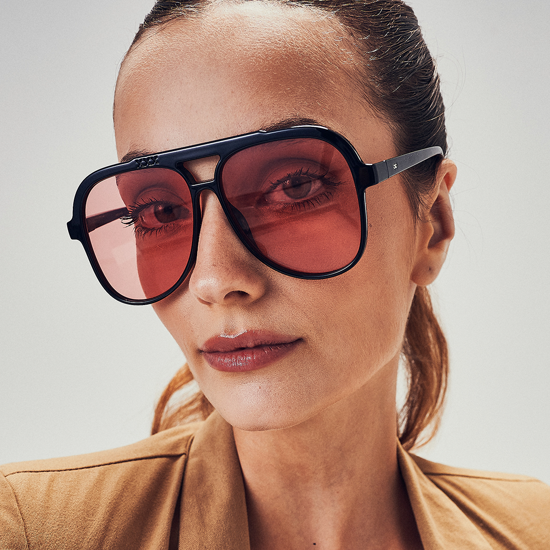 ÓCULOS DE SOL Triple XXX - Preto Brilhante - Lente Rosa