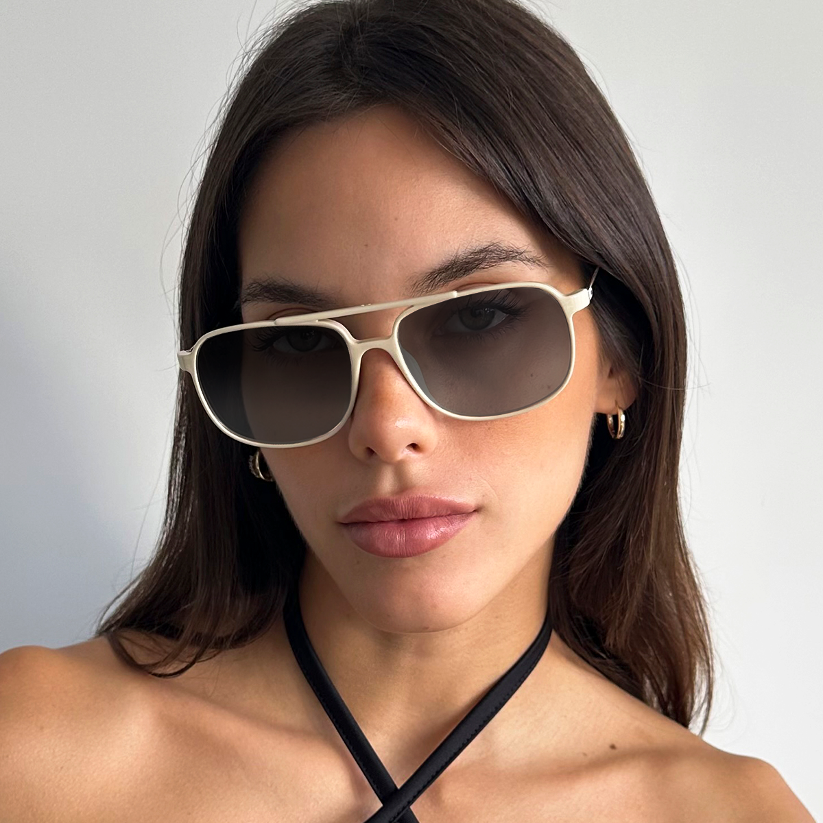 Óculos de sol Caravan - Metal Bone Brhilhante - lente cinza degradada