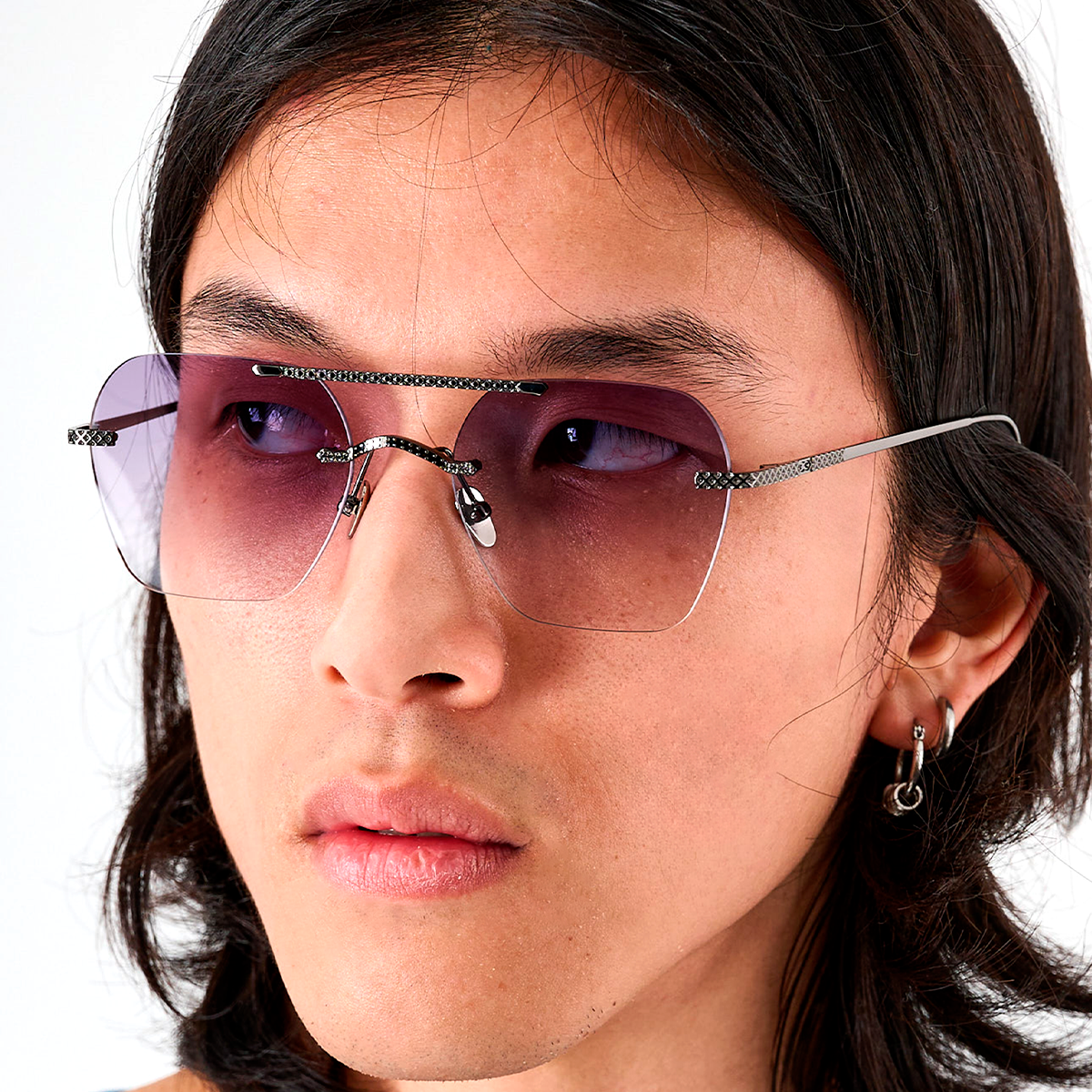 Óculos de sol Aero Lyon Metal Premium Series - Prata Preta - Lente gradiente de fumaça