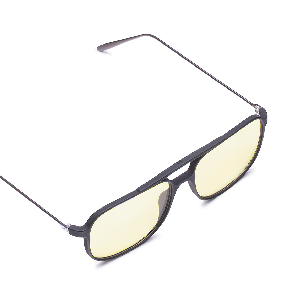 Óculos de sol Caravan - Metal Preto Fosco - Lente Amarela
