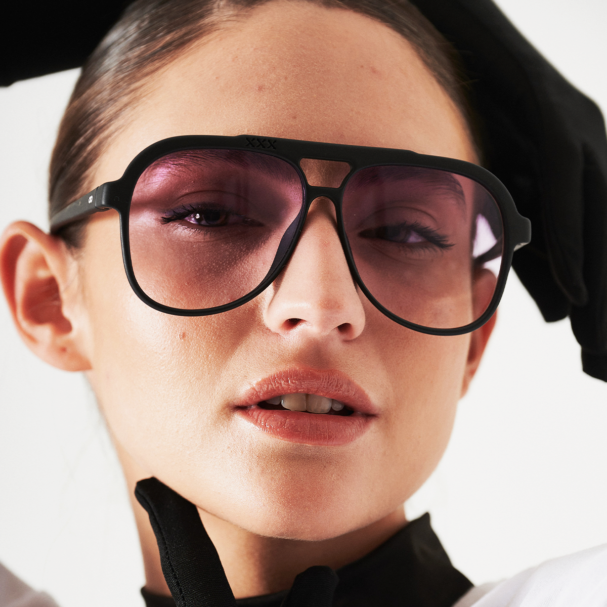 Óculos de sol Triple Xxx - Preto Fosco - Lente Roxo Degradada