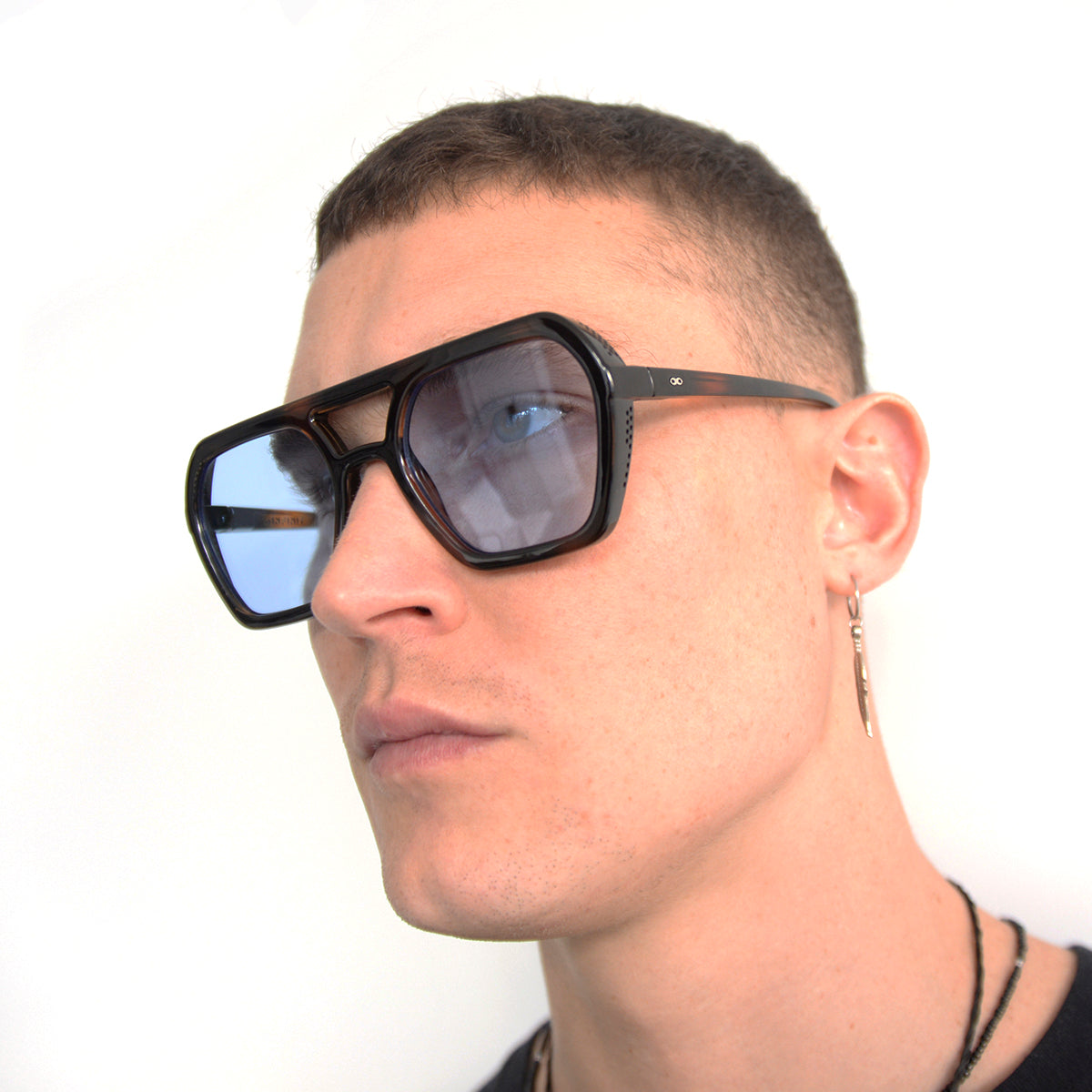 Óculos de sol Lyon - Tartaruga - Lente Retro Azul