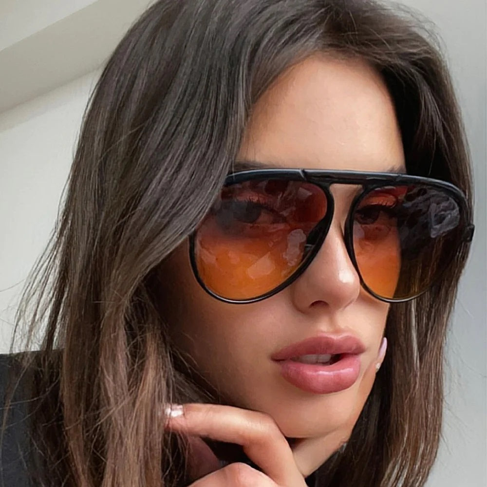 ÓCULOS DE SOL Paris - Metal Preto Brilhante - Lente Sunset