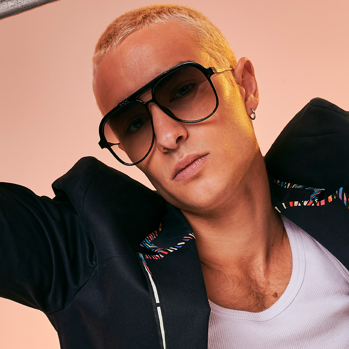 ÓCULOS DE SOL Triple XXX - Metal Preto Brilhante - Lente degradada Oliva