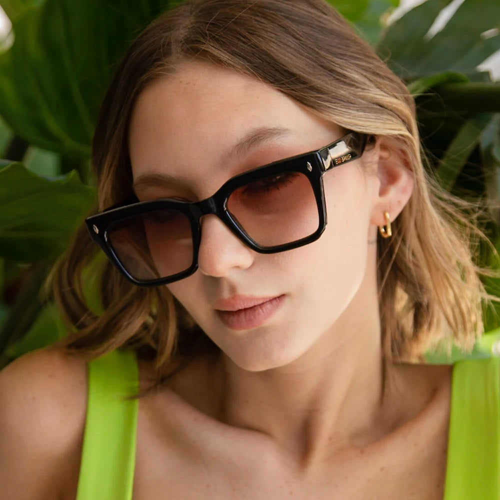 ÓCULOS DE SOL Jacobs Eco Briller - Preto Brilhante - Lente degradada Marrom