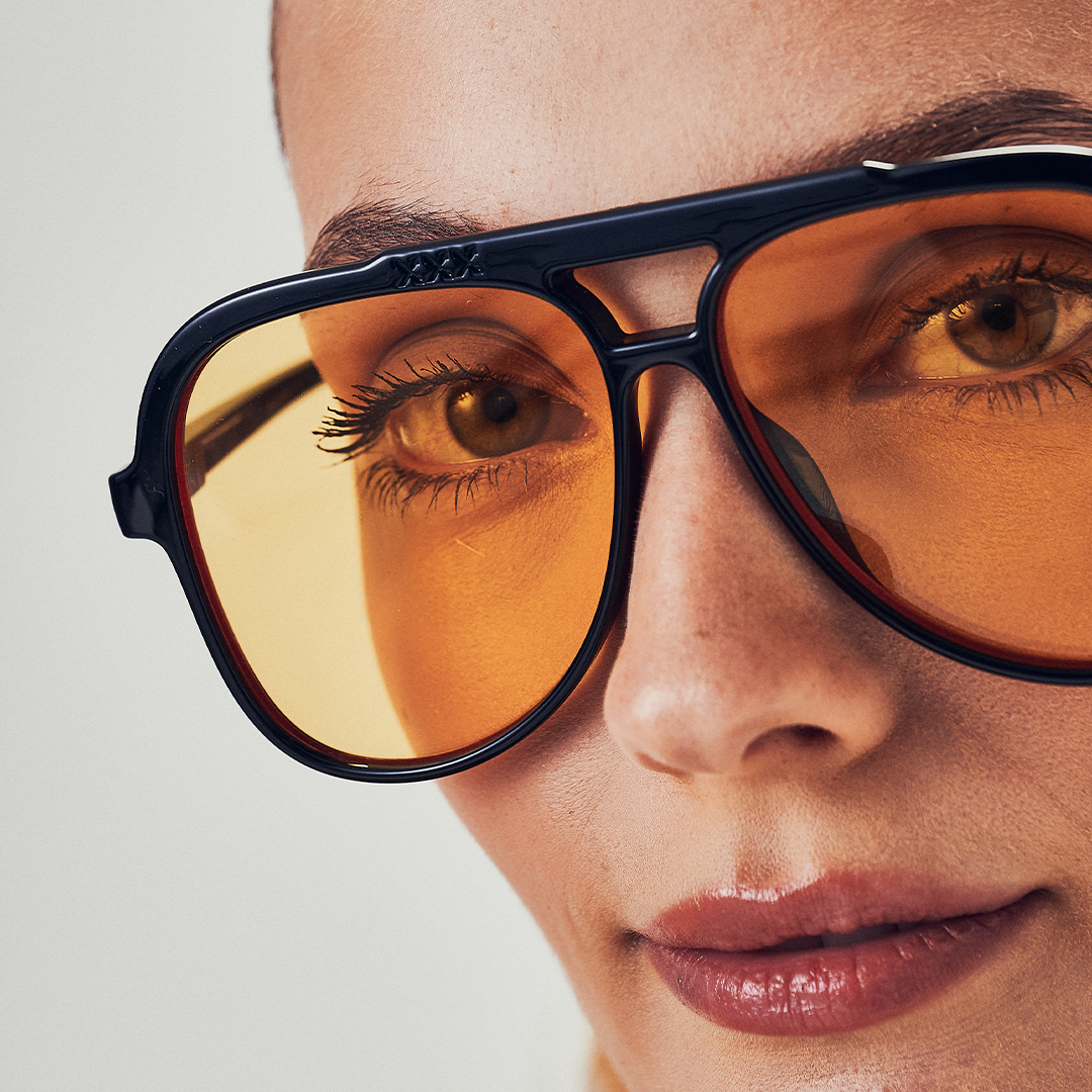 ÓCULOS DE SOL Triple XXX - Preto Brilhante - Lente Amarela