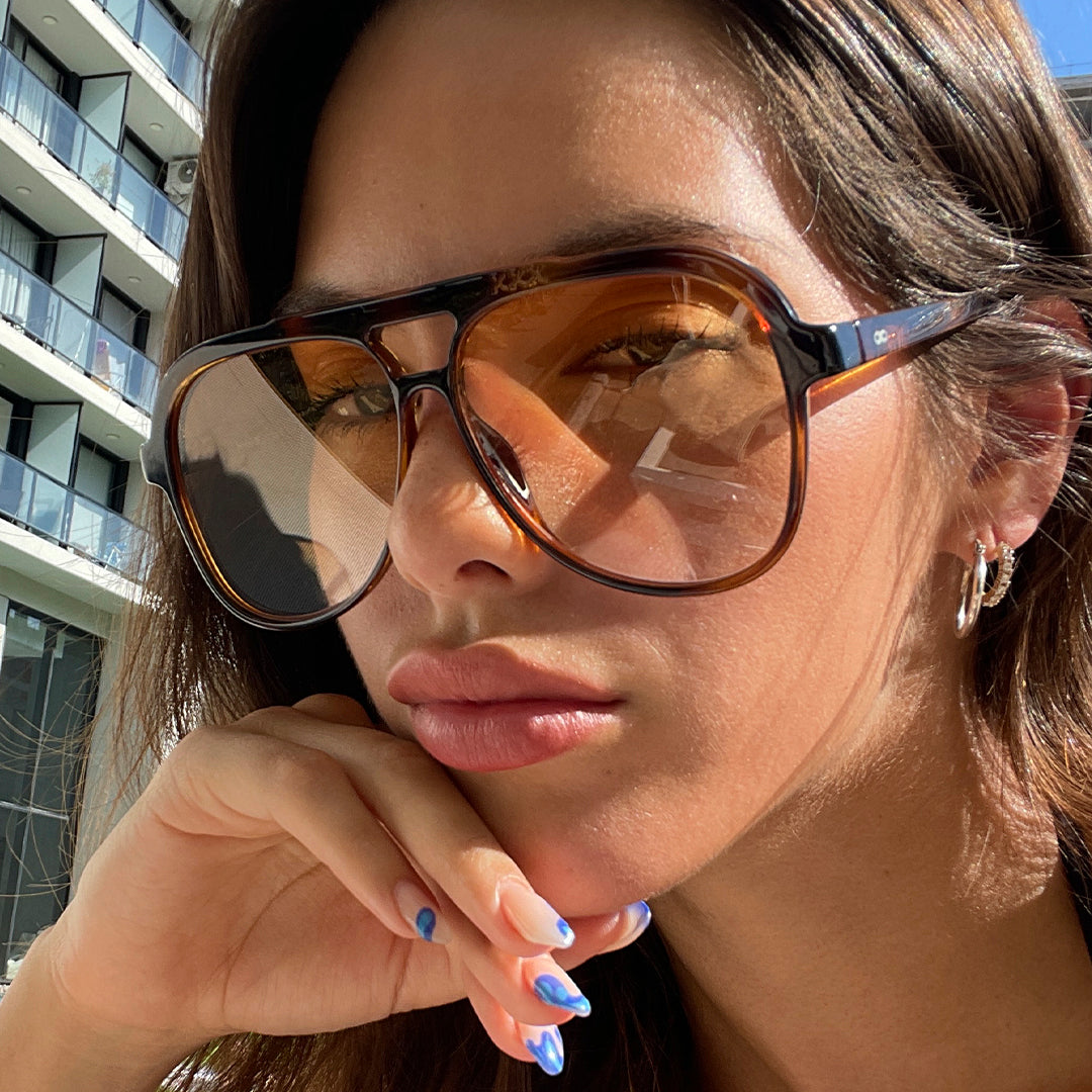 ÓCULOS DE SOL Triple XXX - Tartaruga - Lente Degradada Laranja