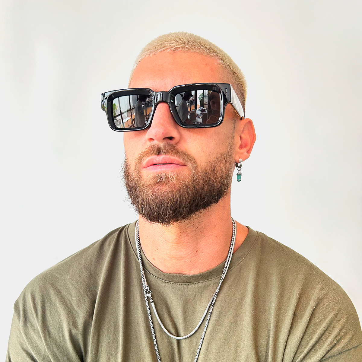 Óculos de sol Exclamation - Tartaruga Preto Brilhante - Lente Polarizada Verde