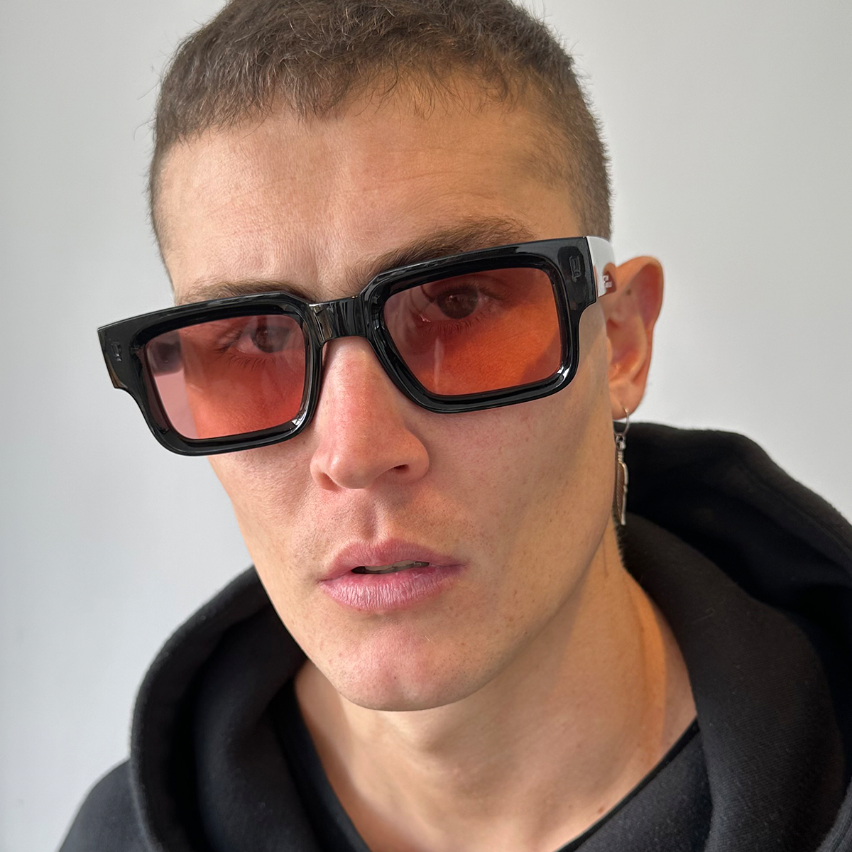 Óculos de sol EXCLAMATION - Preto Brilhante - Lente Rosa