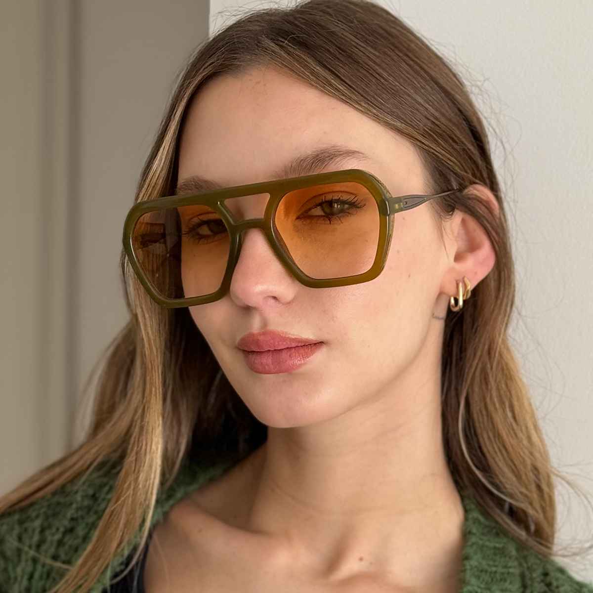 Óculos de sol Lyon Special Metal Edition - marrom leitoso - lente laranja degradada