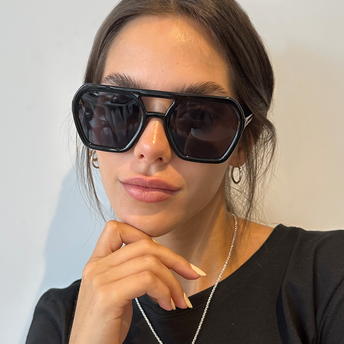 ÓCULOS DE SOL Lyon - Preto Brilhante - Lente Polarizada Cinza