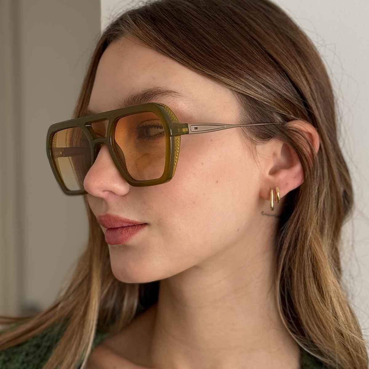 Óculos de sol Lyon Special Metal Edition - marrom leitoso - lente laranja degradada