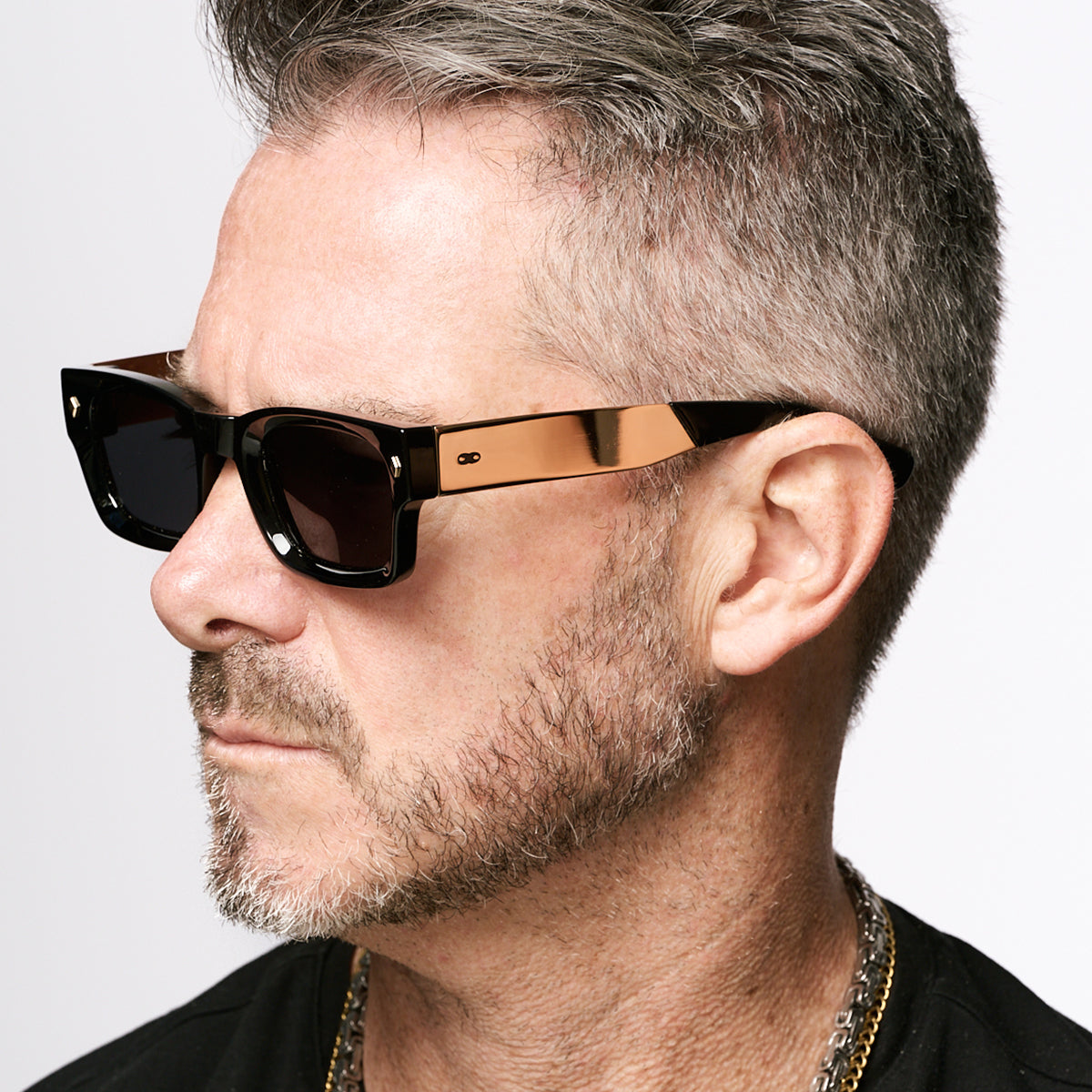 ÓCULOS DE SOL Admiration - Preto Brilhante Metal - Lente Cinza