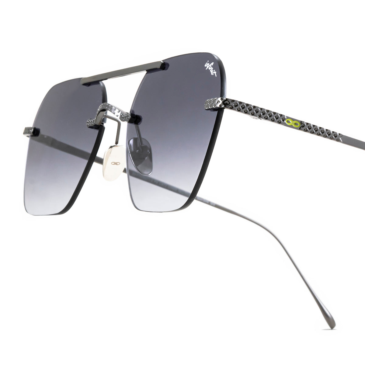 Óculos de sol Aero Lyon Metal Premium Series - Prata Preta - Lente gradiente de fumaça