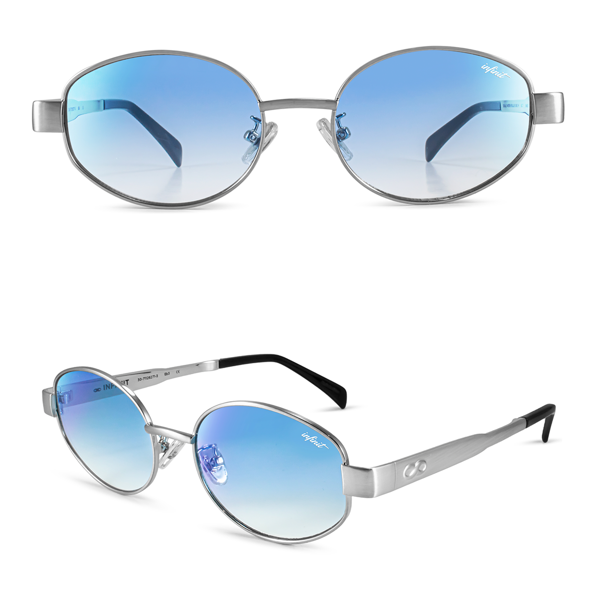 ÓCULOS DE SOL Alaska - Prata - Lente Azul Degradada
