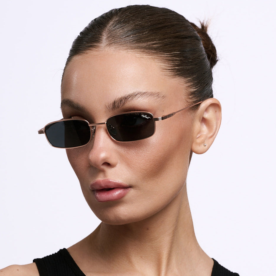 ÓCULOS DE SOL Bari - Dourado Rosa - Lente Cinza