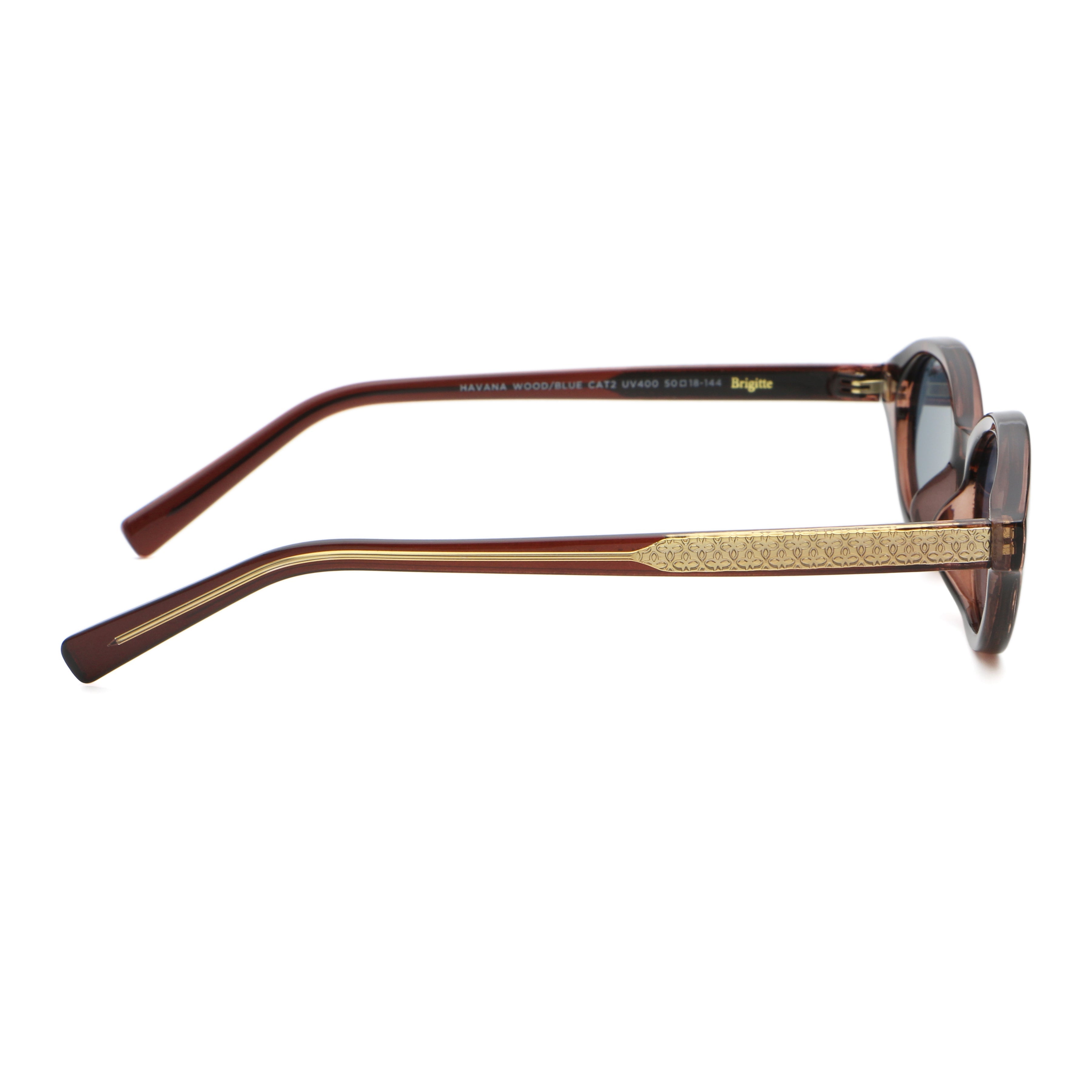 ÓCULOS DE SOL Brigitte - Havana Wood - Lente Azul
