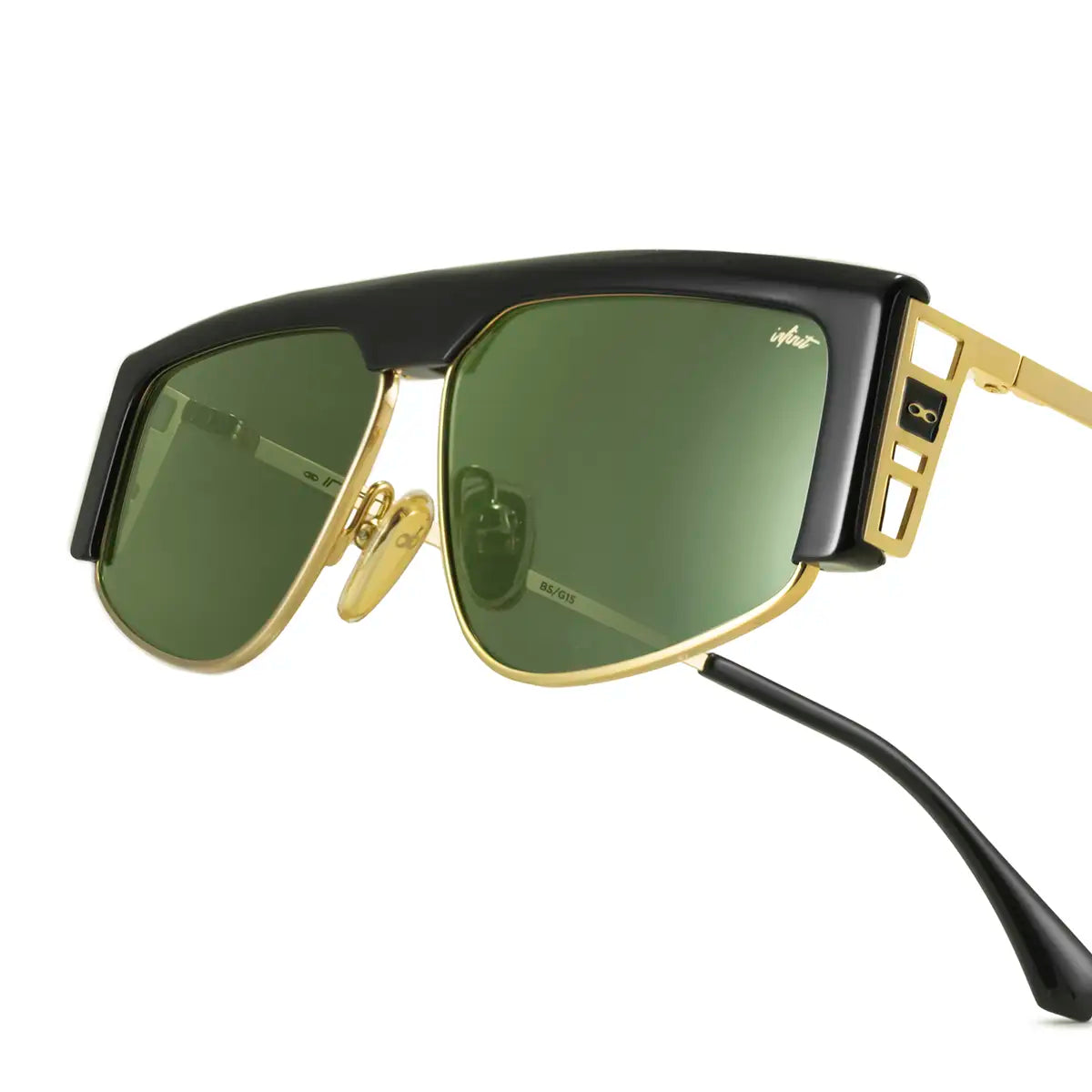 Óculos de sol Brooklyn - Luxury Series - Preto Brilhante - Lente Verde