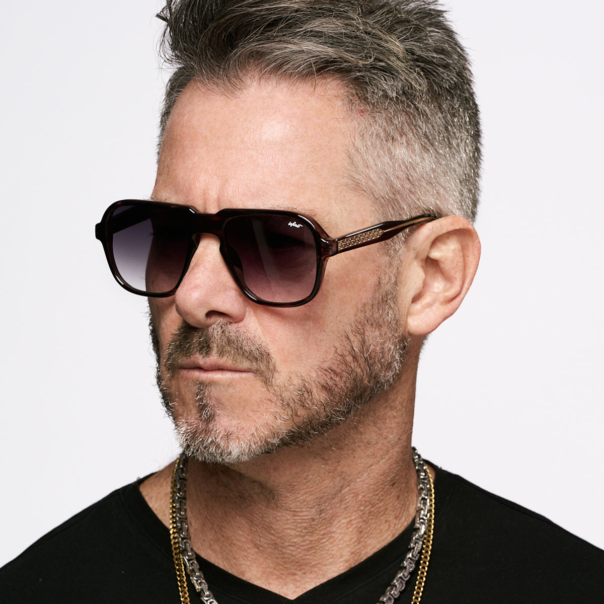 ÓCULOS DE SOL Burdeos - Havana Wood - Lente Cinza Degradada