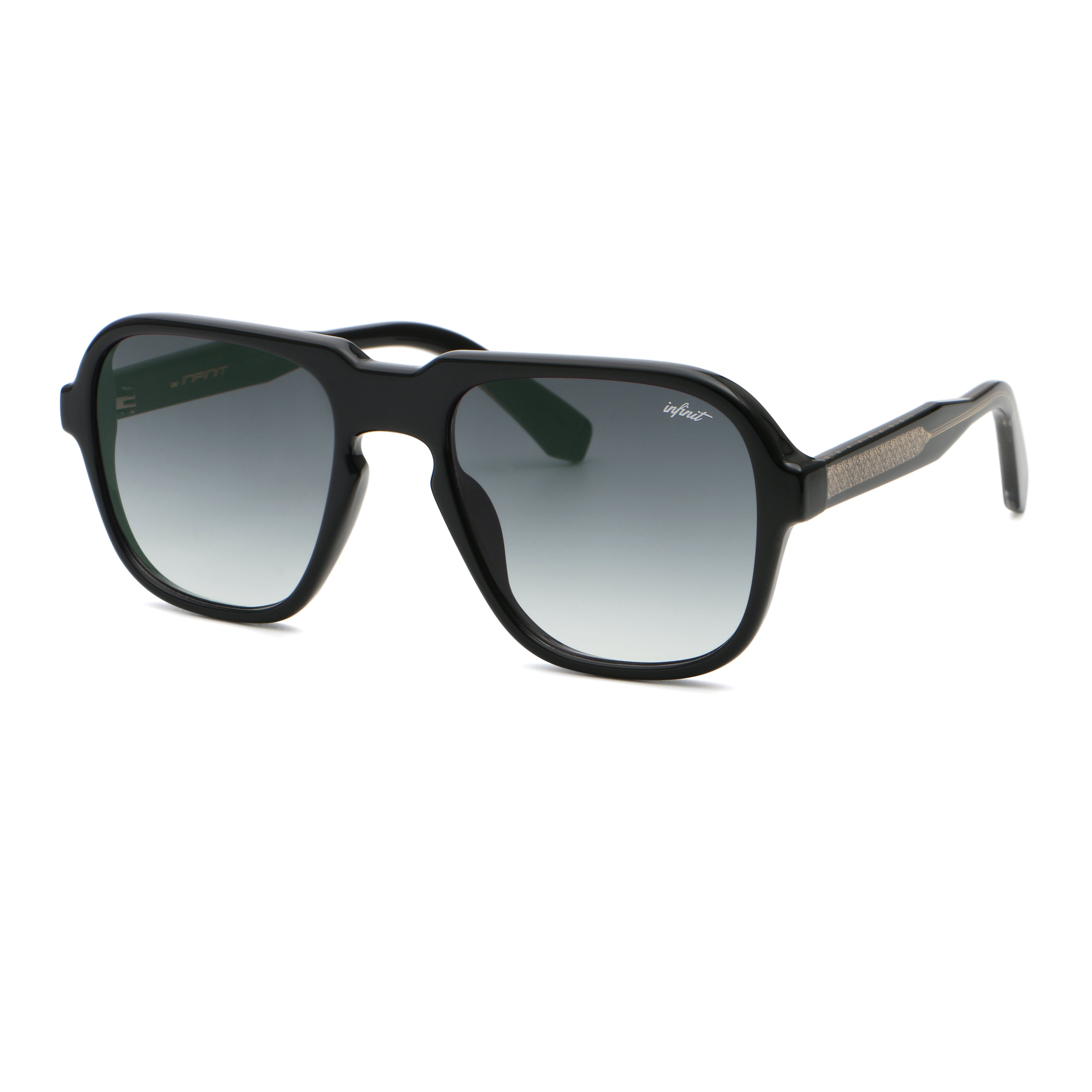 ÓCULOS DE SOL Burdeos - Preto Brilhante - Lente Cinza Degradada