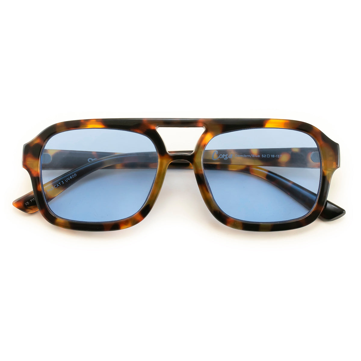 Óculos de sol Corsa - Demi Marrom - Lente Retro Azul