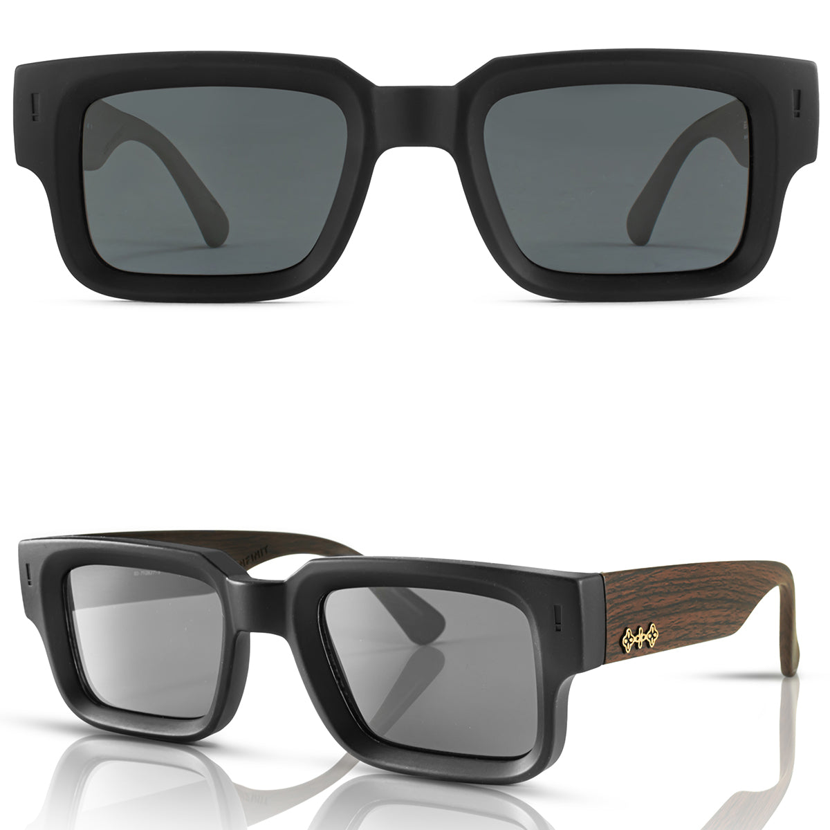 ÓCULOS DE SOL Exclamation - Preto Fosco Wood - Lente Cinza