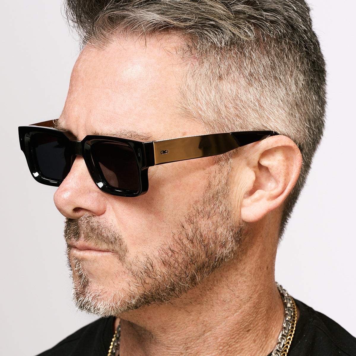 ÓCULOS DE SOL Exclamation - Preto Brilhante Metal - Lente Cinza