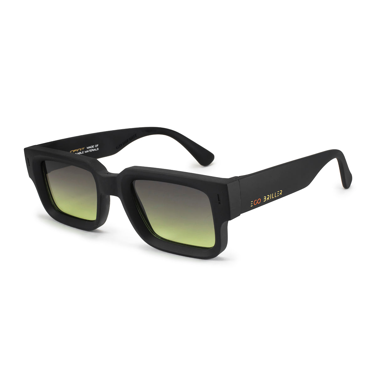 ÓCULOS DE SOL EXCLAMATION - PRETO FOSCO - LENTE VERDE MUSGO ECO SUSTENTÁVEL