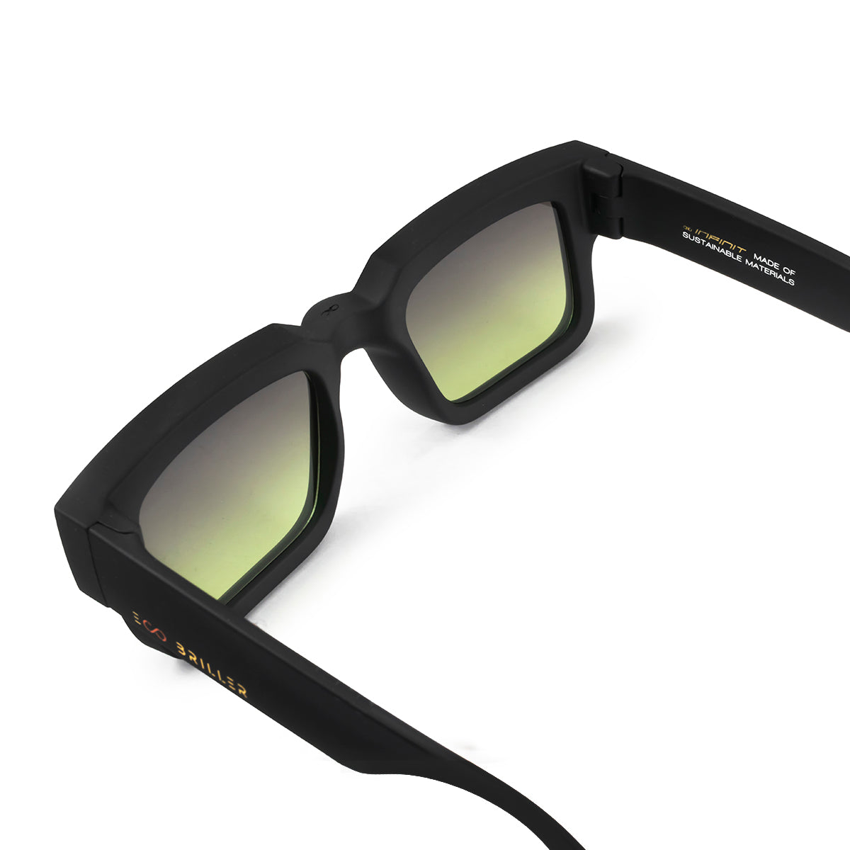 ÓCULOS DE SOL EXCLAMATION - PRETO FOSCO - LENTE VERDE MUSGO ECO SUSTENTÁVEL