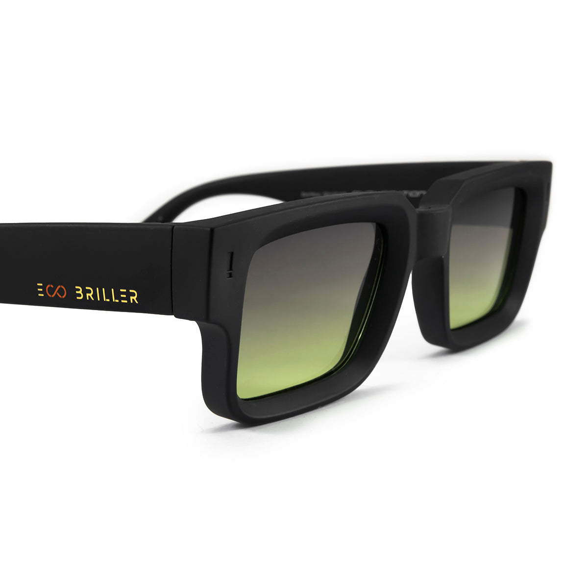 ÓCULOS DE SOL EXCLAMATION - PRETO FOSCO - LENTE VERDE MUSGO ECO SUSTENTÁVEL