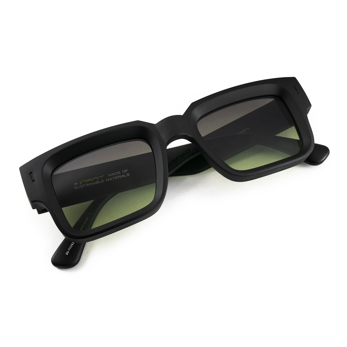 ÓCULOS DE SOL EXCLAMATION - PRETO FOSCO - LENTE VERDE MUSGO ECO SUSTENTÁVEL