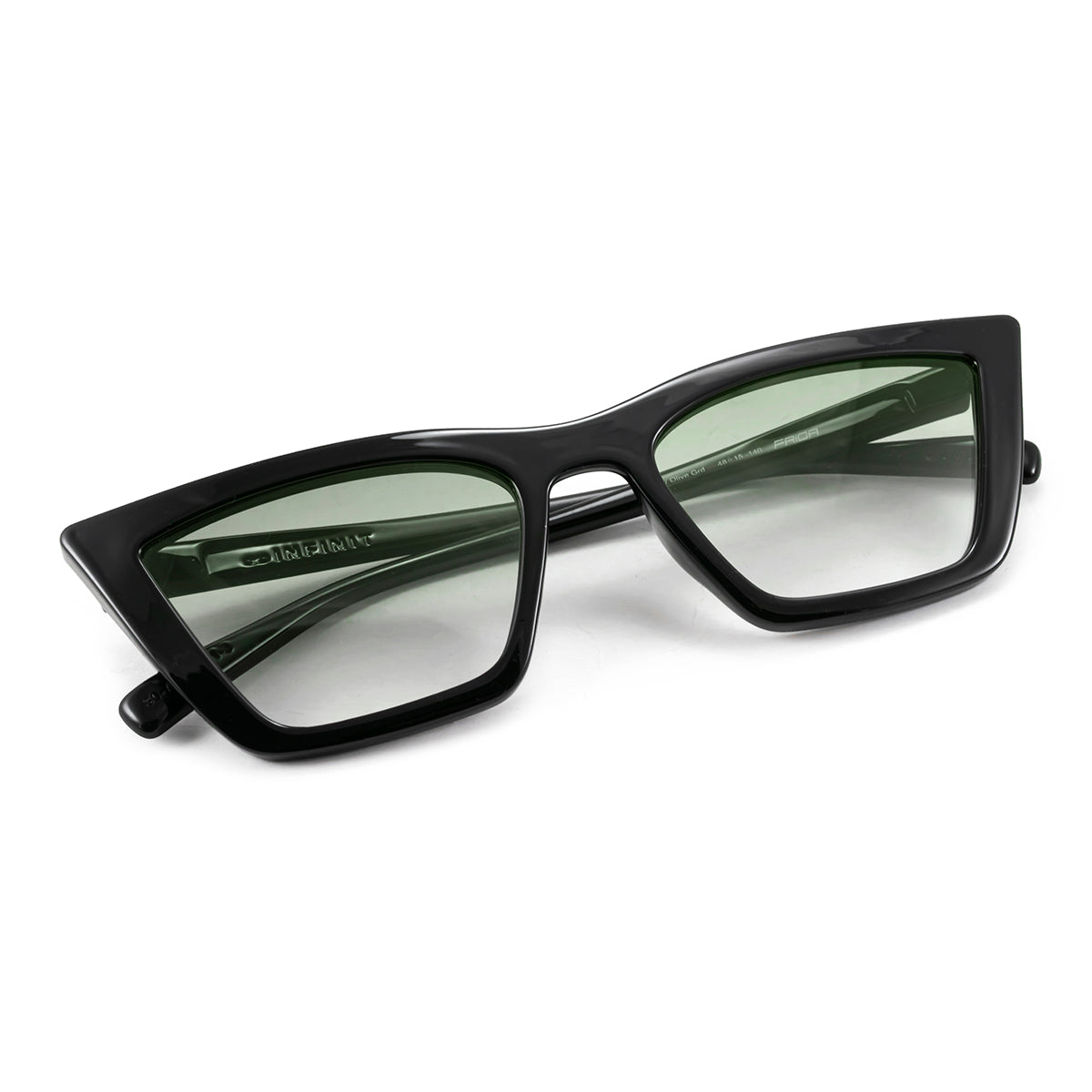 Óculos de sol Frida - preto brilhante - Lente degradada verde azeitona