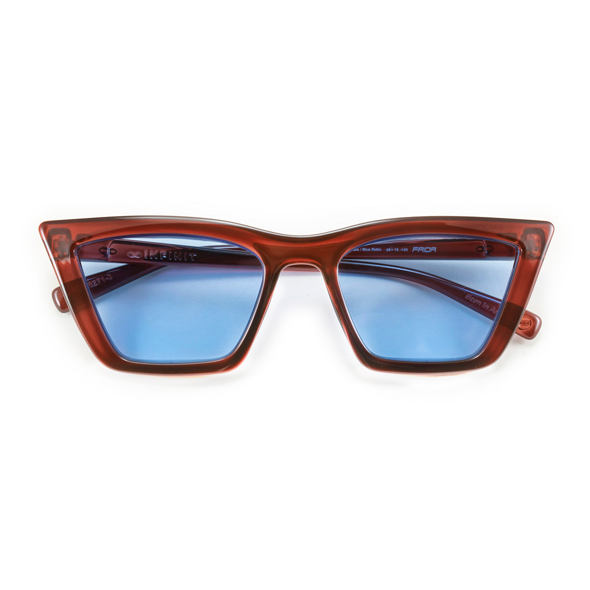 Óculos de Sol Frida - Chocolate - Lente Azul Claro