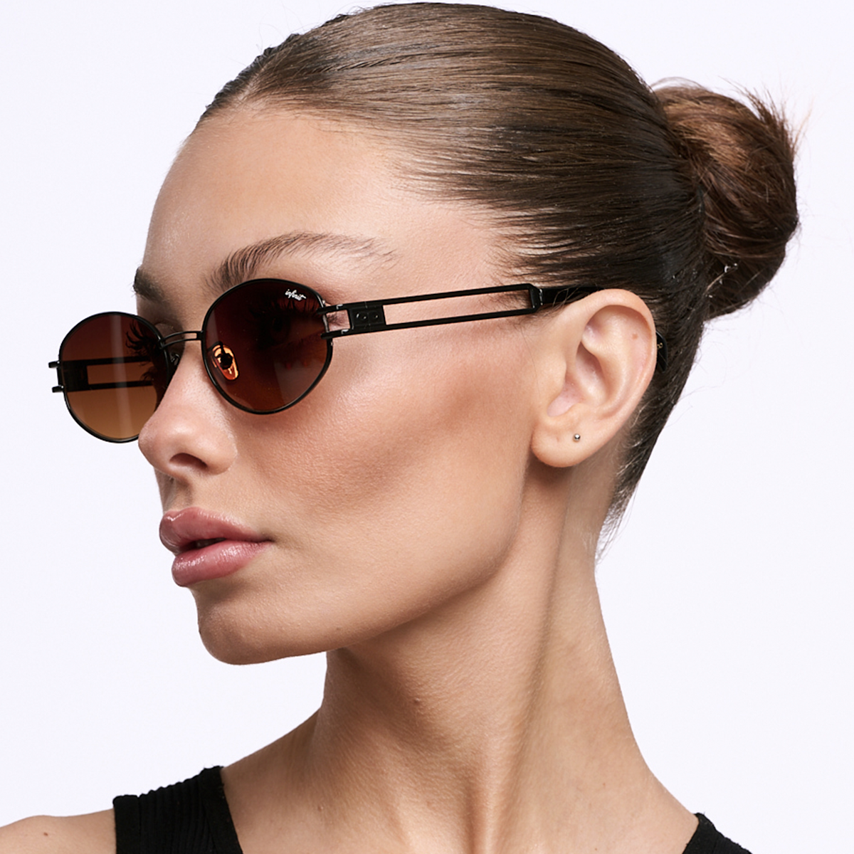 ÓCULOS DE SOL Georgia - Preto Brilhante - Lente Ambar