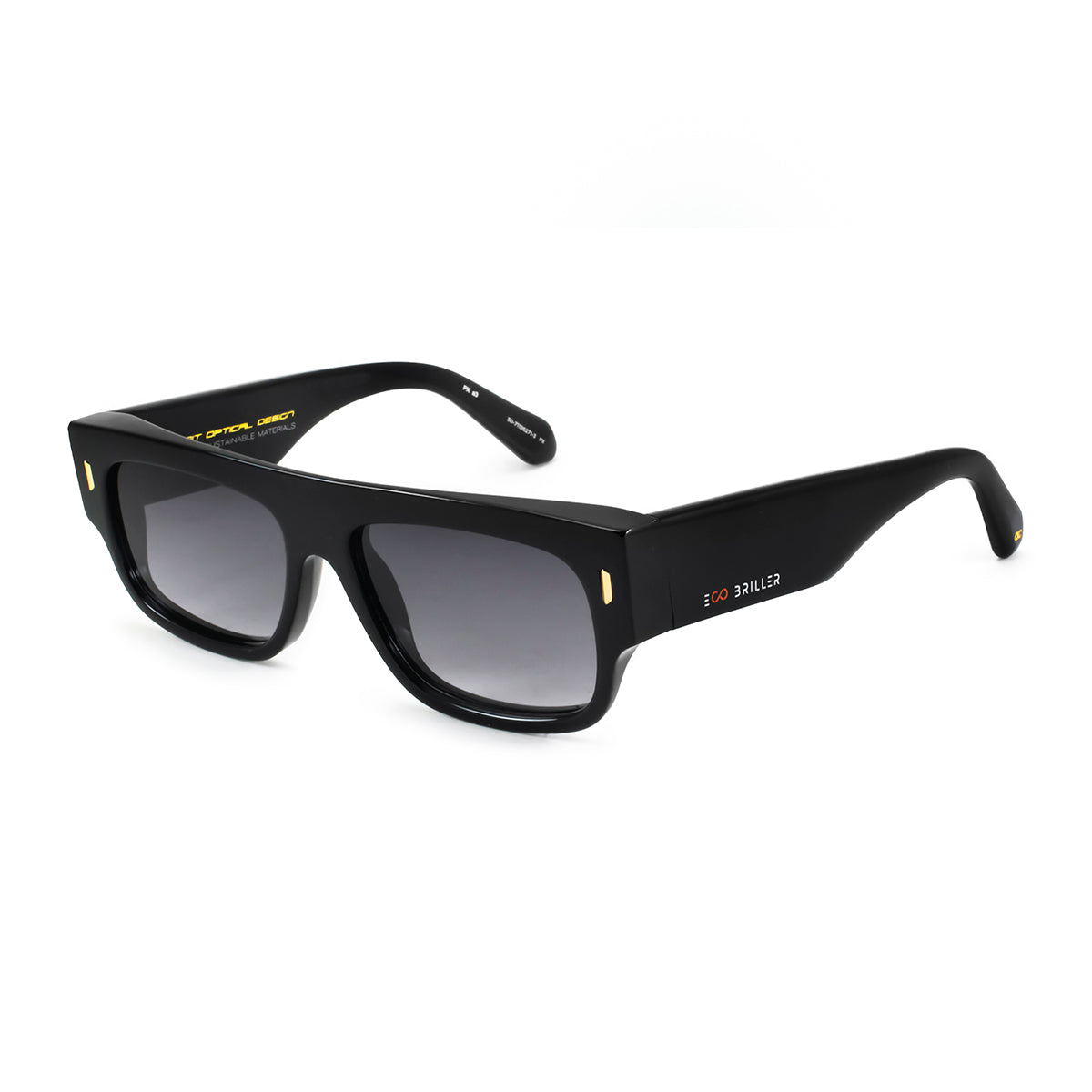 Óculos de sol Glasgow Eco Briller - Preto brilhante - Lente degradada de fumaça