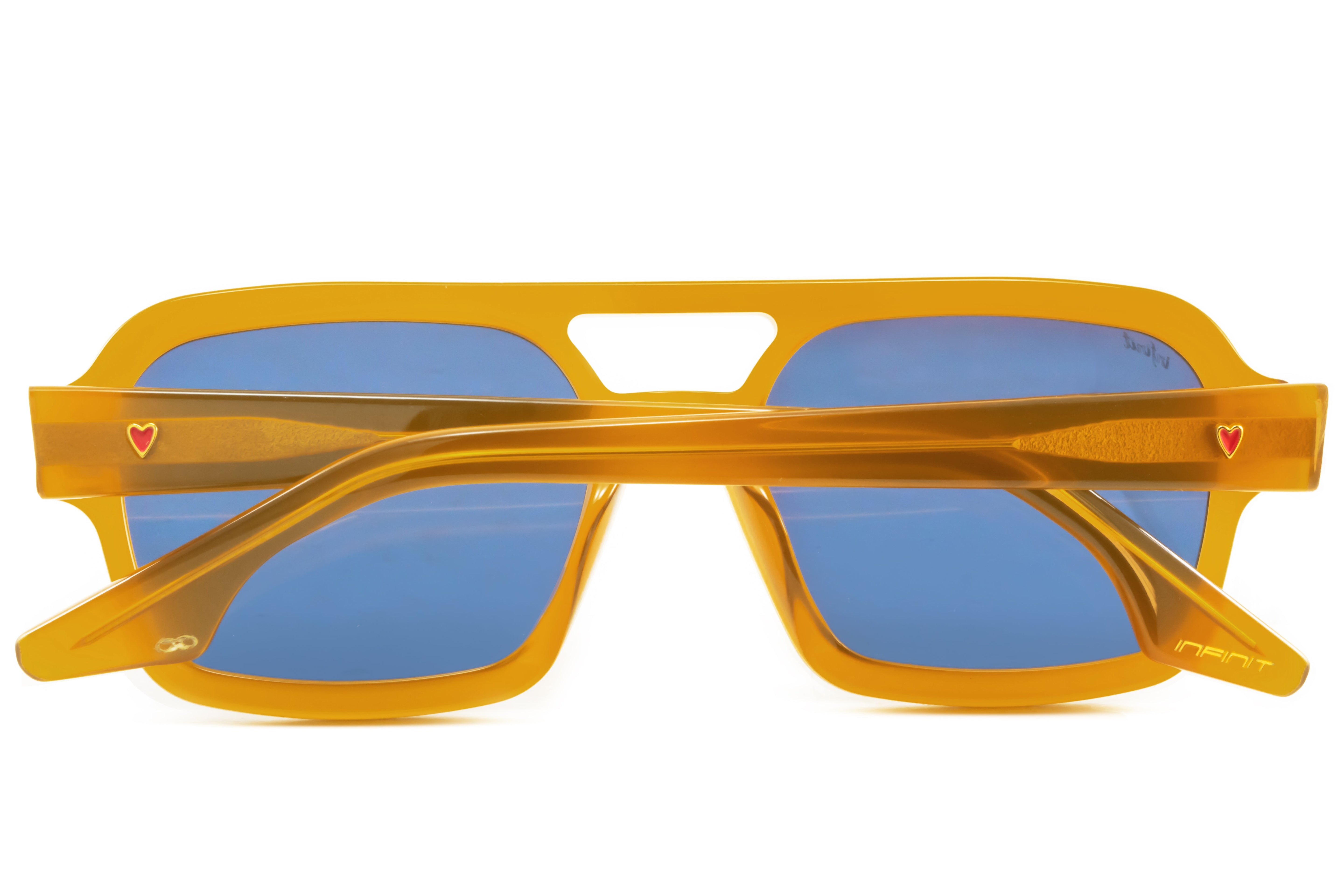 ÓCULOS DE SOL Hearts - Premium Lúdica Series - Marrom Leitoso - Lente Azul
