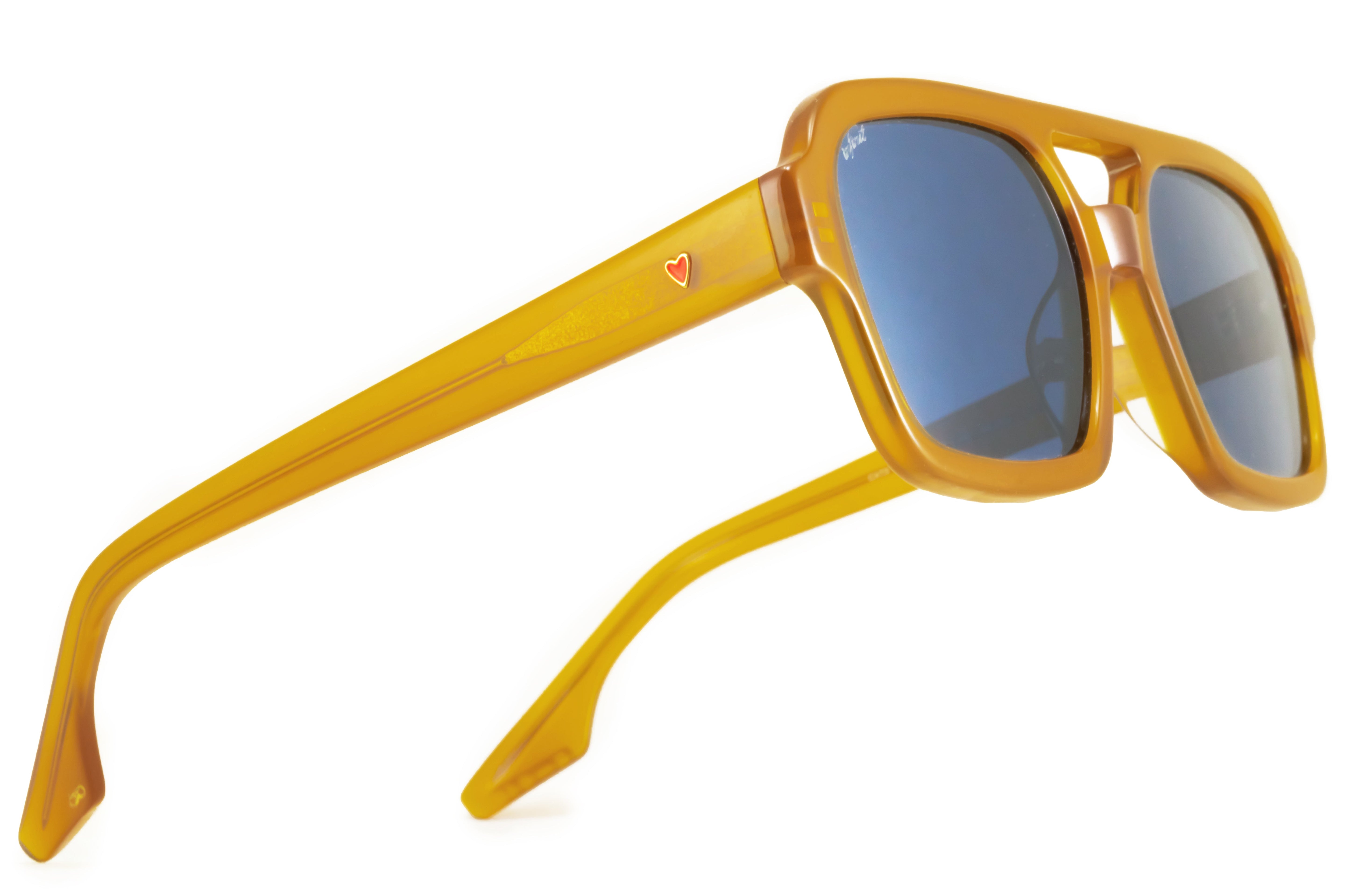 ÓCULOS DE SOL Hearts - Premium Lúdica Series - Marrom Leitoso - Lente Azul
