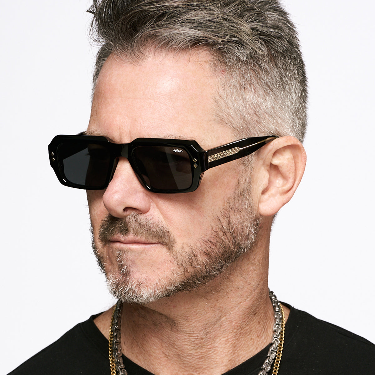 ÓCULOS DE SOL Houston - Preto Brilhante - Lente Cinza