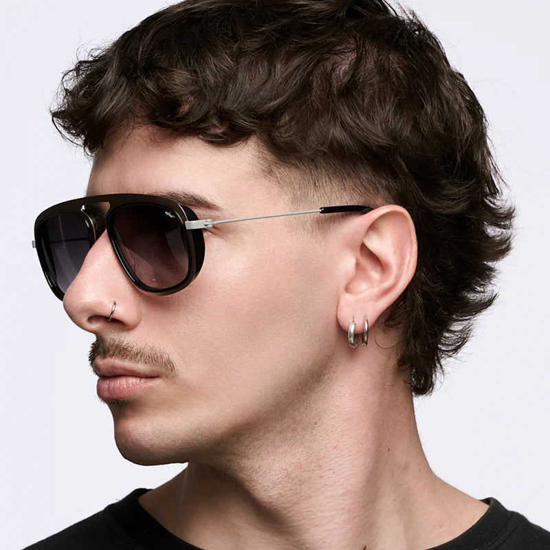 ÓCULOS DE SOL Imola - Luxury Series - Preto Brilhante - Lente degradada cinza