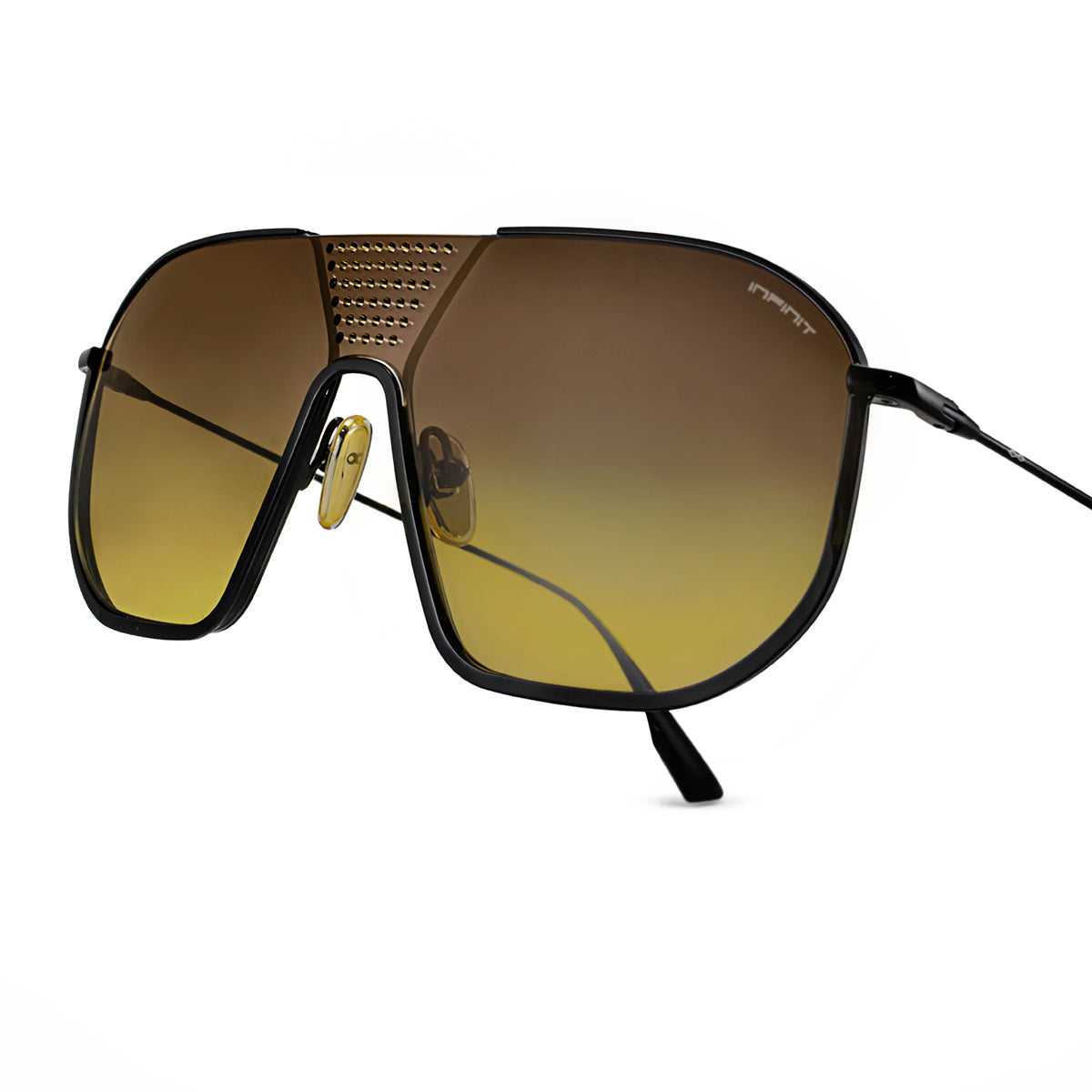 Óculos de sol Indianápolis - Luxury Series - Preto Brilhante - Lente degradada Marrom Dourado