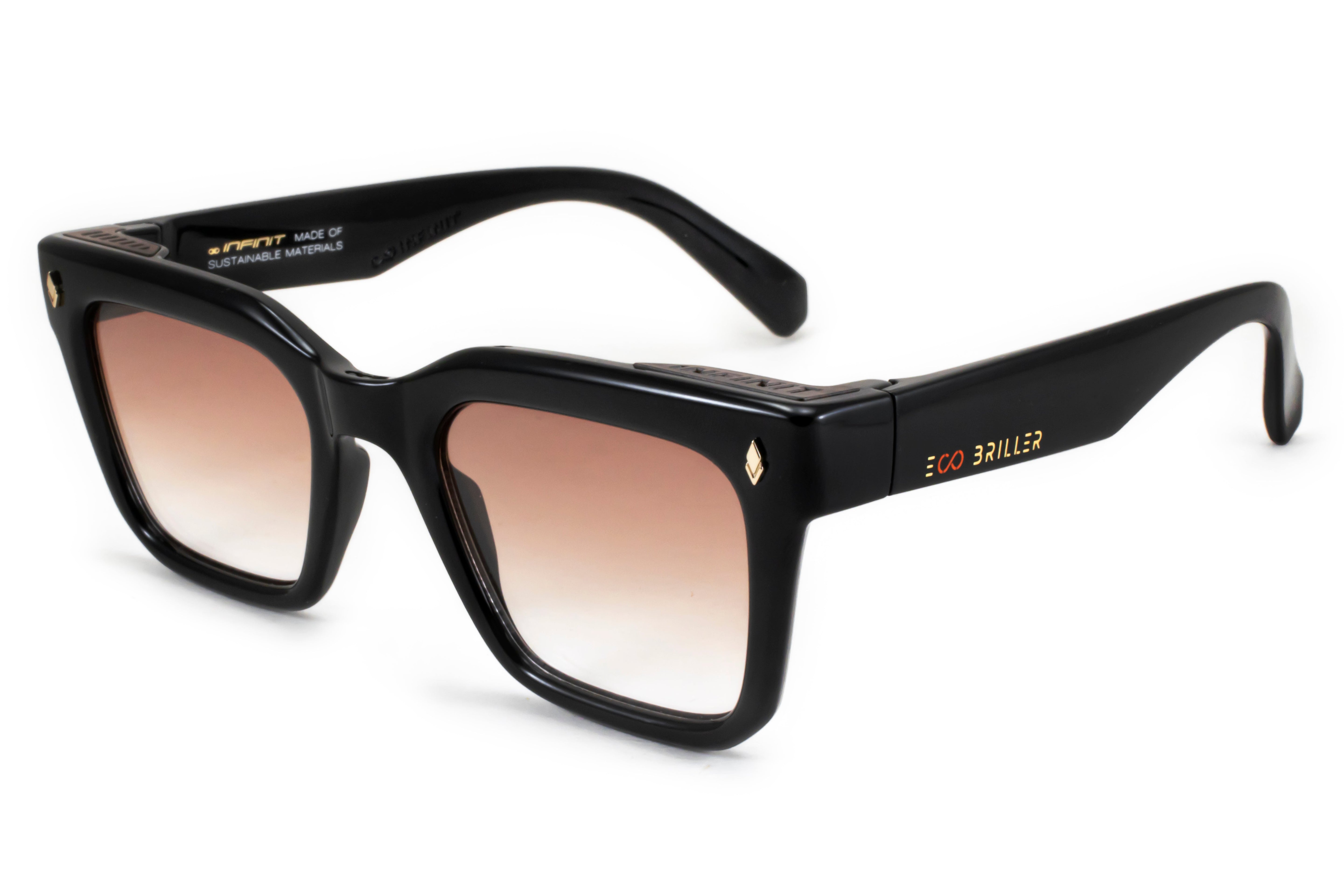 ÓCULOS DE SOL Jacobs Eco Briller - Preto Brilhante - Lente degradada Marrom