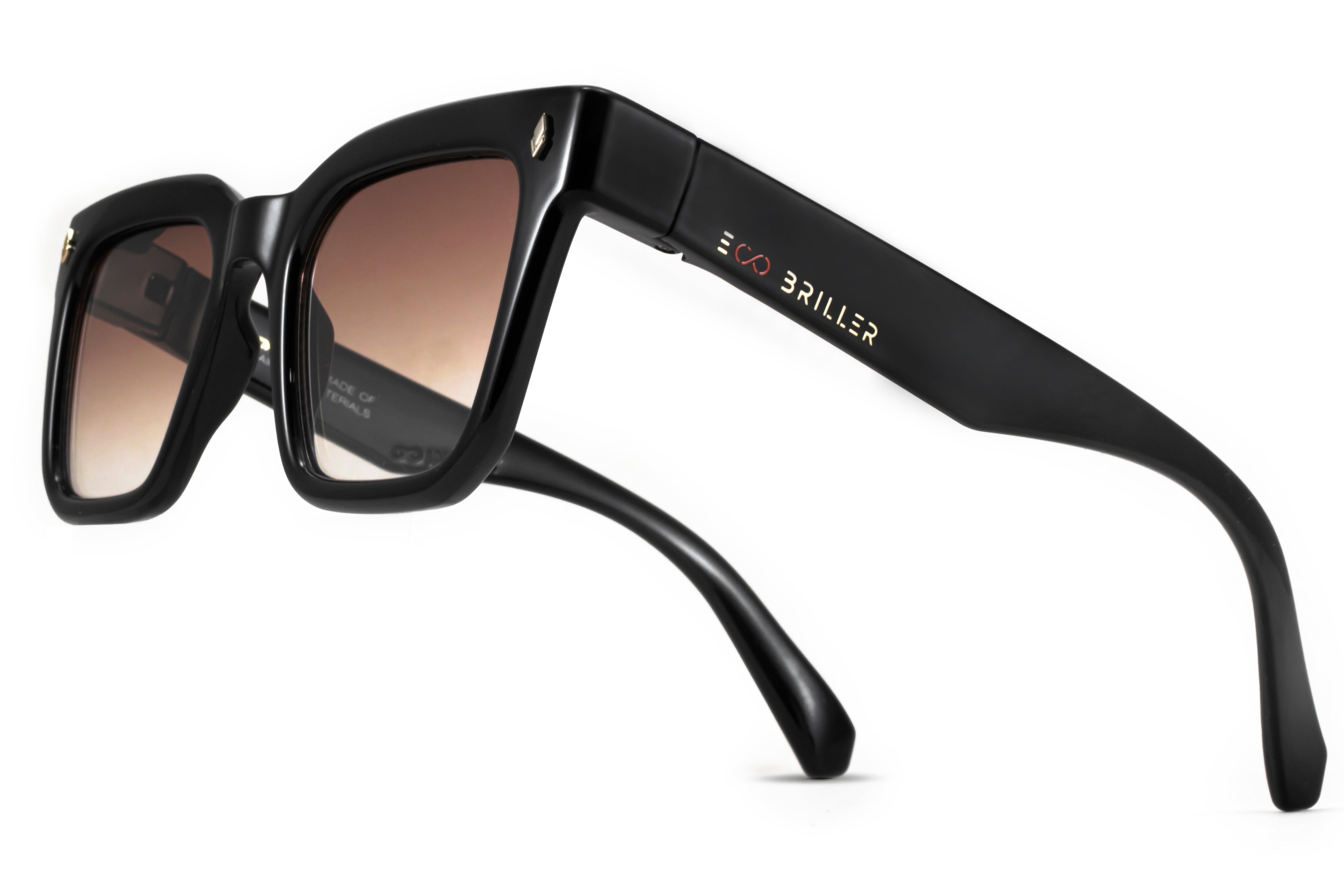 ÓCULOS DE SOL Jacobs Eco Briller - Preto Brilhante - Lente degradada Marrom