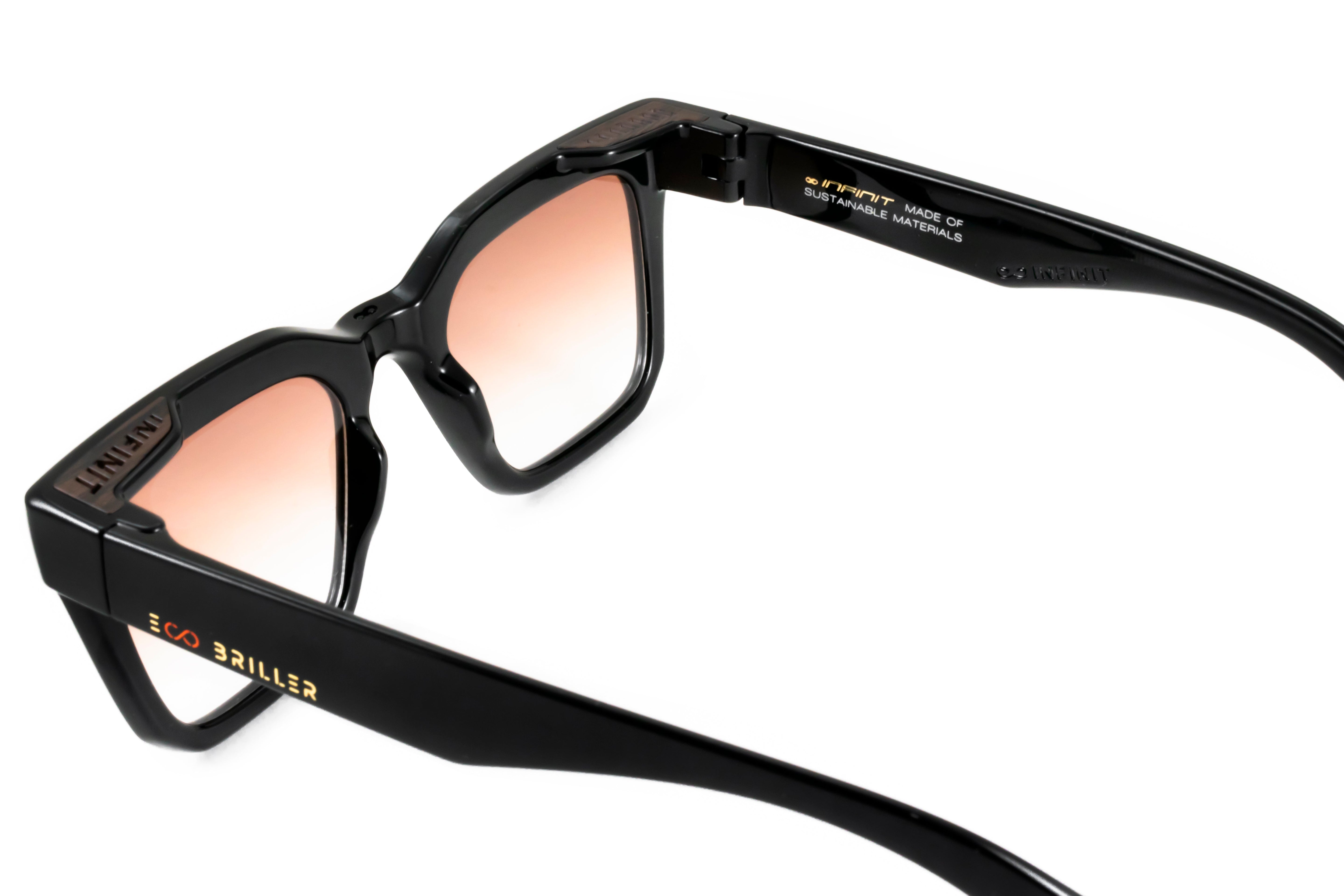 ÓCULOS DE SOL Jacobs Eco Briller - Preto Brilhante - Lente degradada Marrom
