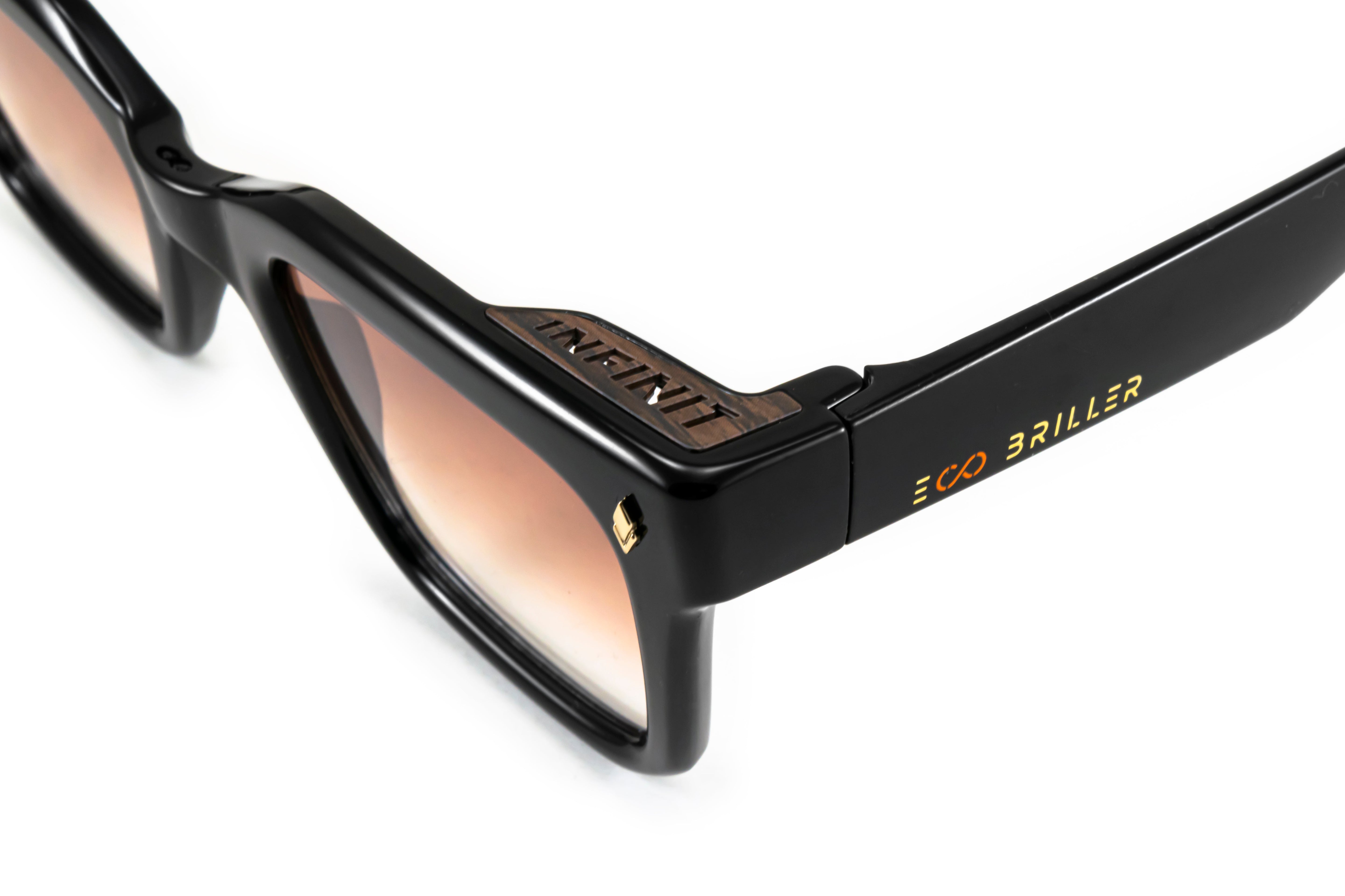 ÓCULOS DE SOL Jacobs Eco Briller - Preto Brilhante - Lente degradada Marrom