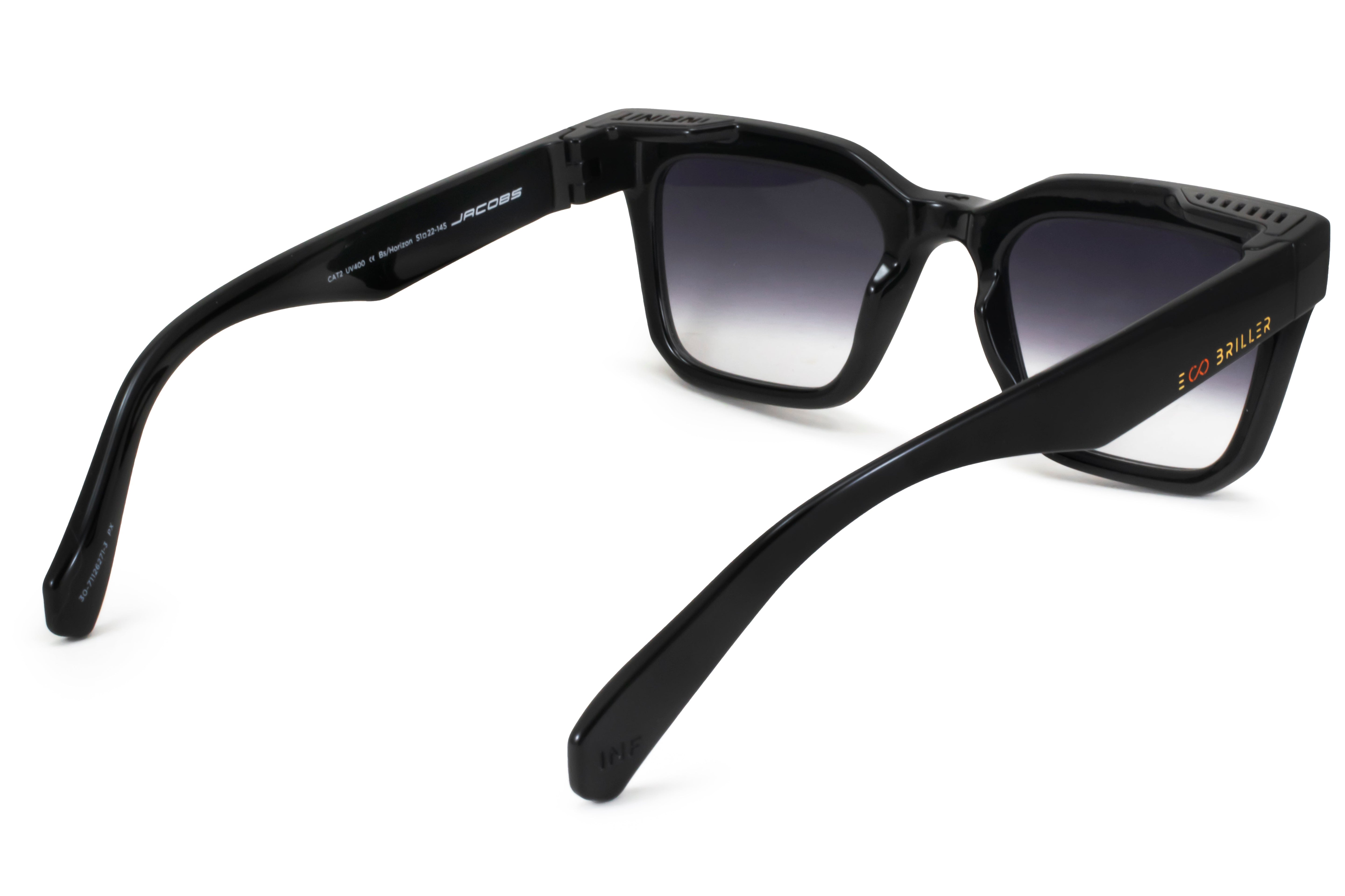 ÓCULOS DE SOL Jacobs Eco Briller - Preto Brilhante - Lente Horizonte